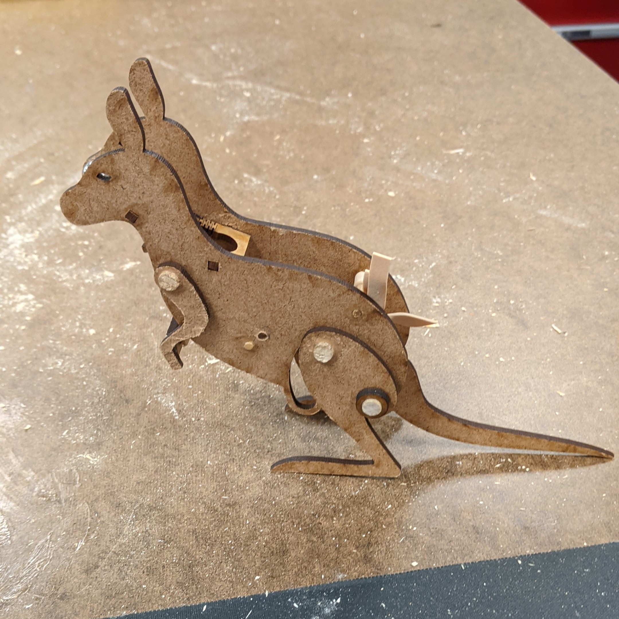 mdf kangaroo standing on a table